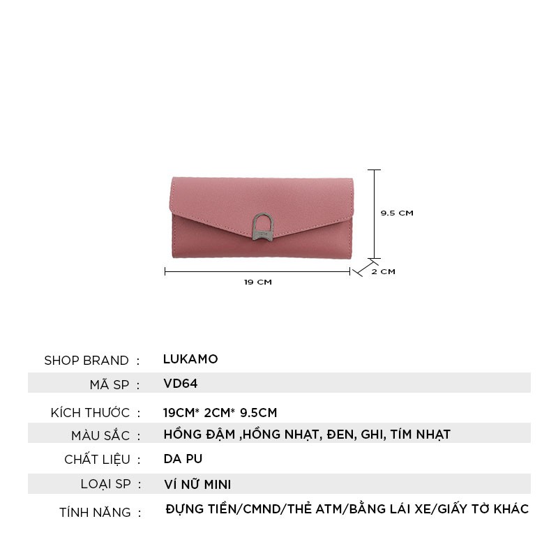 Ví nữ dáng dài cầm tay thời trang nhiều ngăn cao cấp giá rẻ đựng tiền LUKAMO VD64