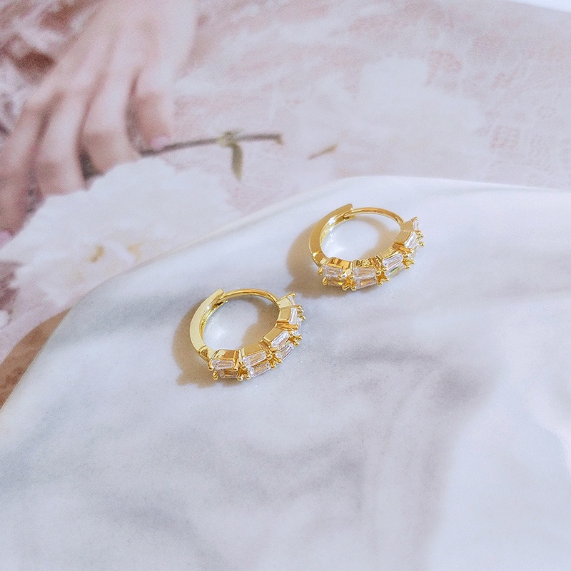 Bông tai JIUDUOLAN màu vàng đính đá zircon tinh tế hợp thời trang dễ phối đồ trang sức cho nữ
