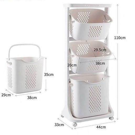 Kệ nhựa VIỆT NHẬT 3 tầng đa năng đựng quần áo, đồ chơi, đồ ăn, có bánh xe