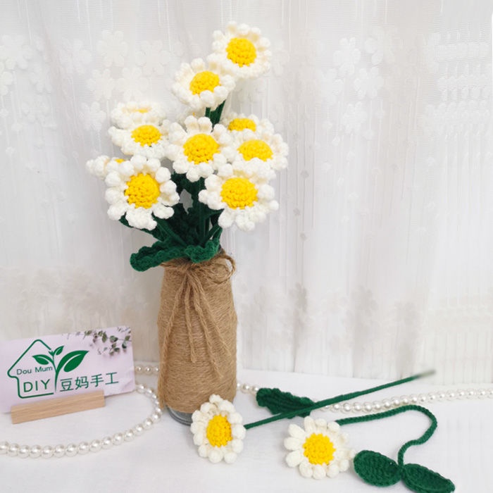 [DIY] Tự làm đan móc túi chất liệu hoa hướng dương Daisy len giả bó hoa Ngày lễ tình nhân món quà tự làm cho bạn gái