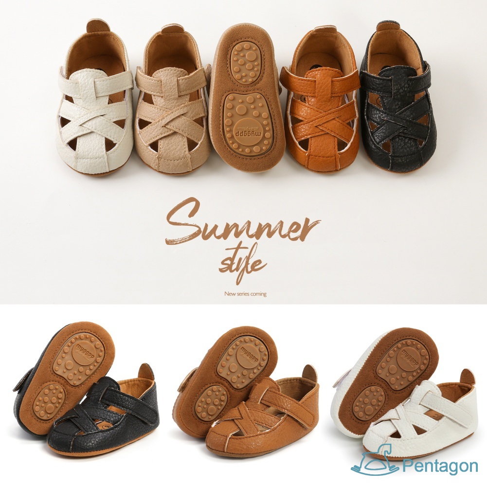 Giày Sandal Da Pu Thiết Kế Đục Lỗ Thời Trang Đi Biển Mùa Hè Cho Bé Trai Và Gái 0-18 Tháng Tuổi