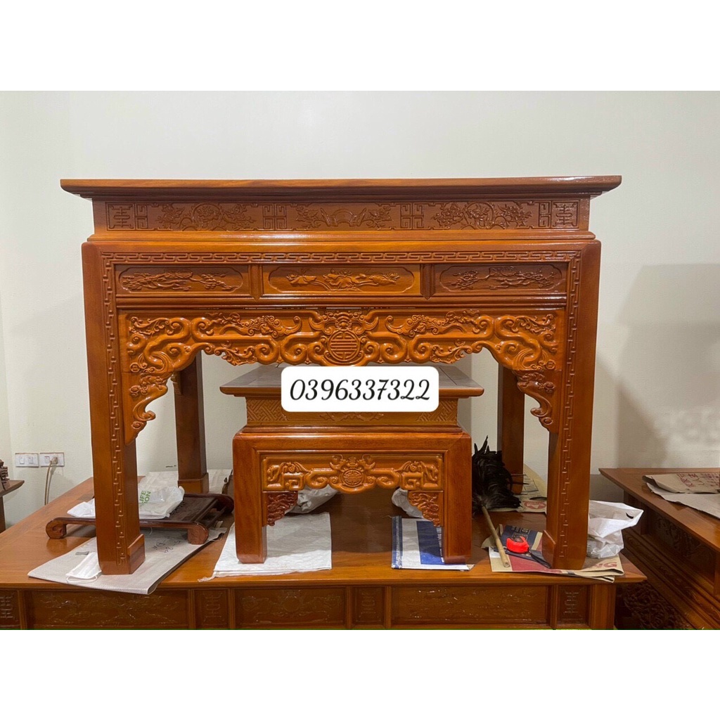 Cặp án thờ Gỗ Sồi Nga 100% Sơn PU cao cấp kt 153cm