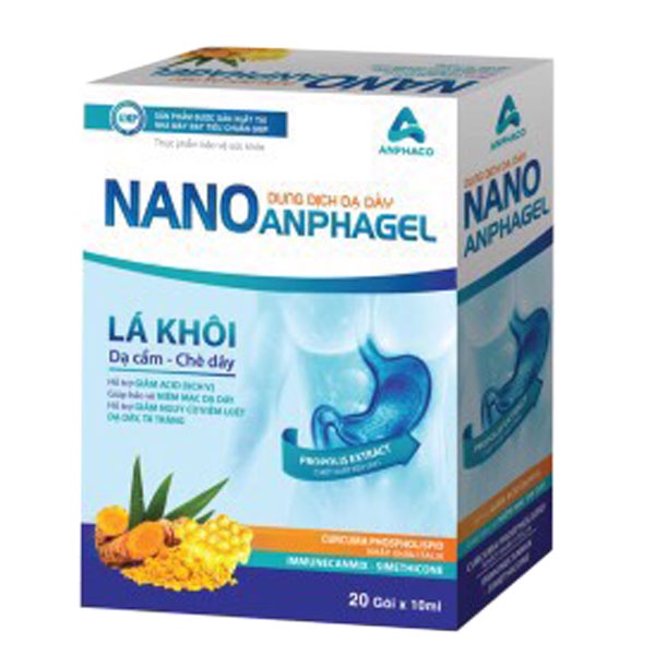 Dung Dịch Dạ Dày Nano Anphagel- Giúp hỗ trợ giảm nguy cơ loét dạ dày, tá tràng. Hỗ trợ giảm acid dịch vị.