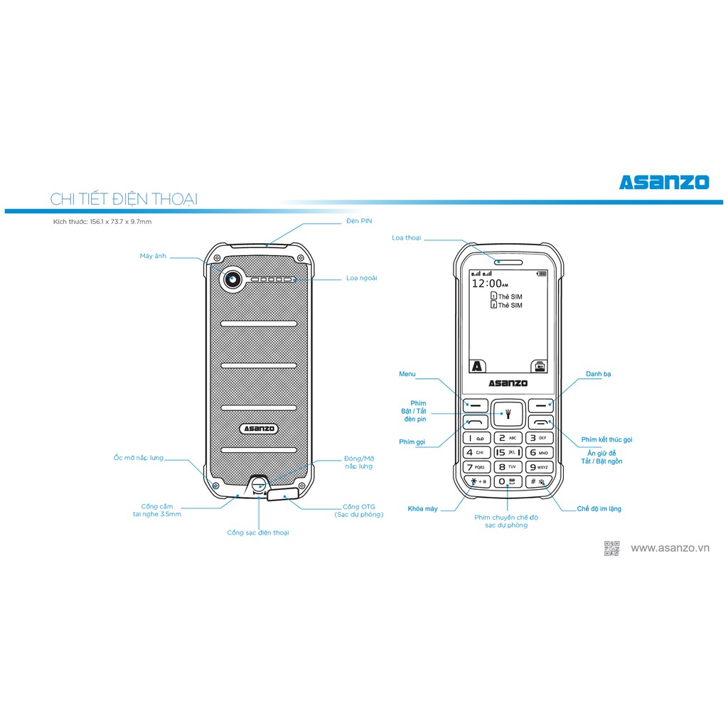 Điện Thoại Kiêm xạc dự phòng Asanzo N3 HÀNG CHÍNH HÃNG