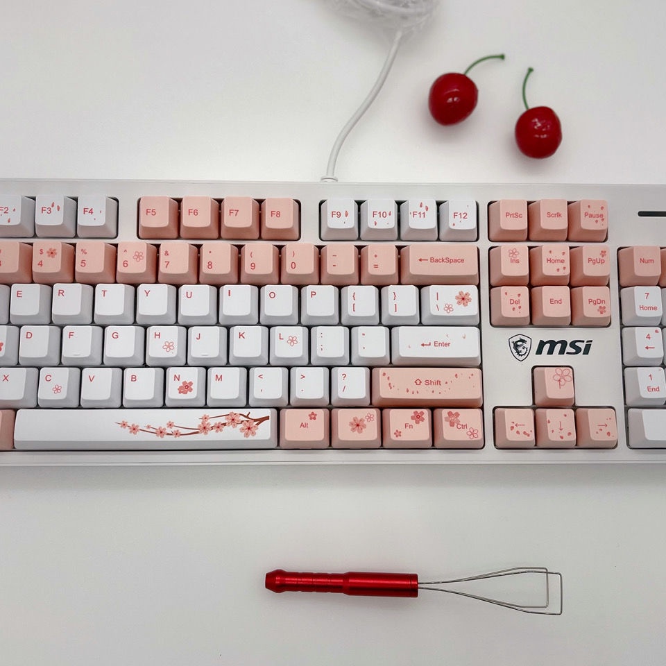 Sakura Hollekitty Nút Bàn Phím Cơ OEM Trục Đen Xanh Lá Cá Tính Chủ Đề Cá Nhân Hóa Đơn