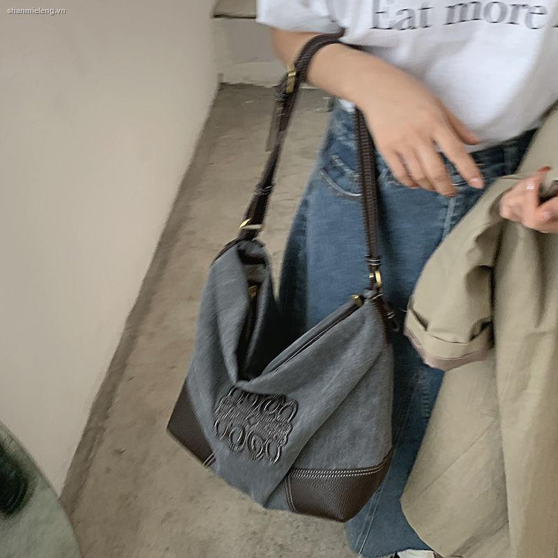 Túi xách vải canvas ngăn chứa đồ rộng thời trang cho nữ 2021