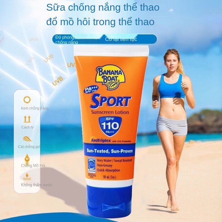 Banana Boat Super Sunscreen Milk Spf110 Mặt Bãi biển Ngoài trời Không thấm nước UV Học viên Quân sự Huấn luyện