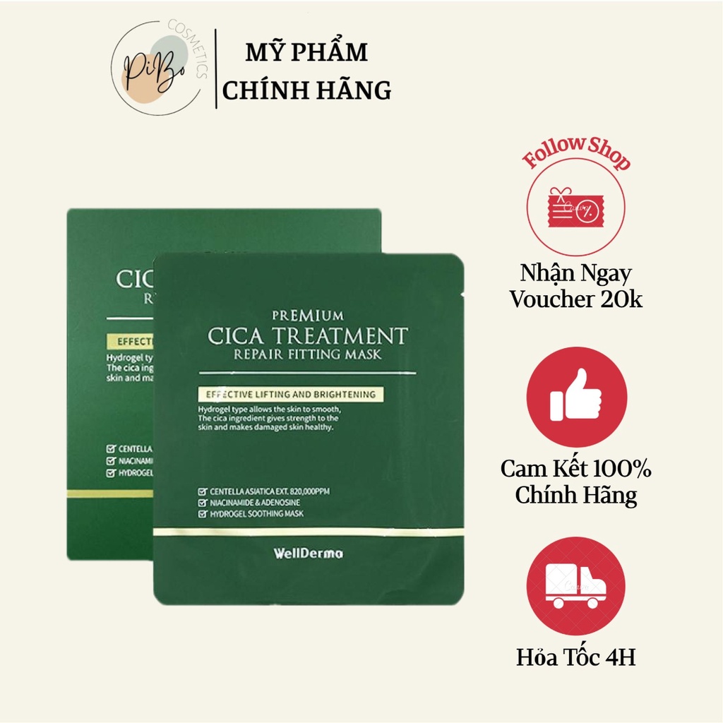 Mặt Nạ Thạch Làm Dịu, Phục Hồi Da WellDerma Premium Cica Treatment Repair Fitting Mask