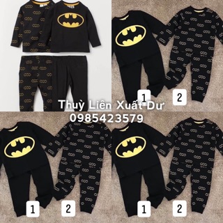 Bộ thun cotton dài tay bé trai batman đen