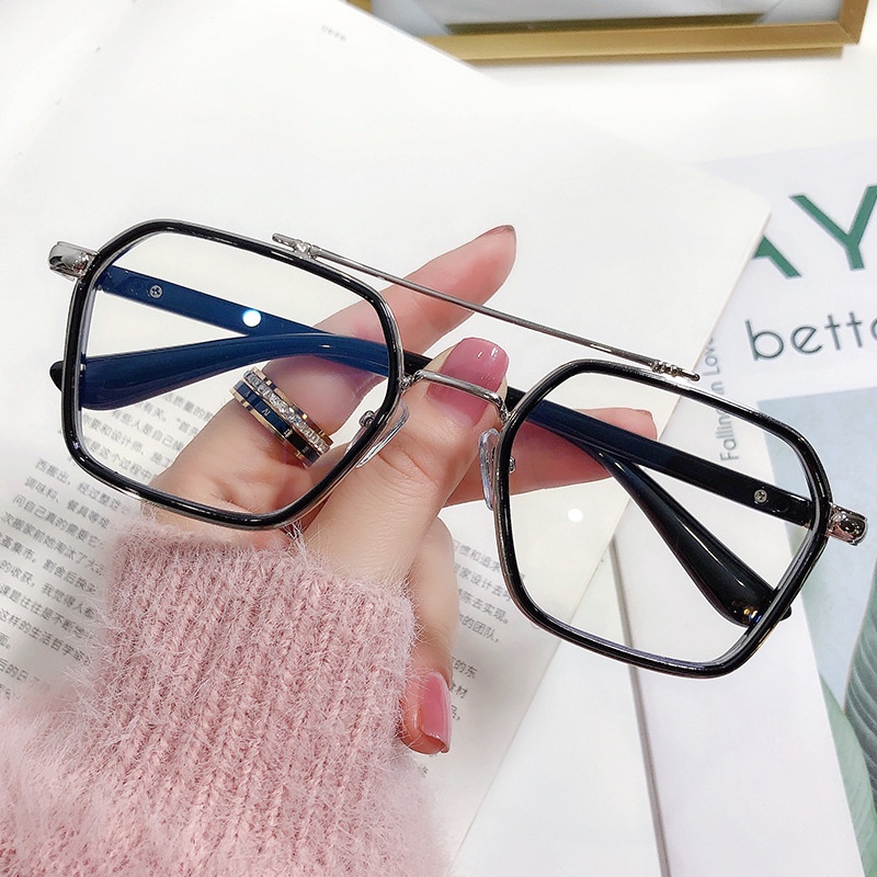 Mắt Kính Gọng Kim Loại Chống Ánh Sáng Xanh Phong Cách Retro Giá Rẻ