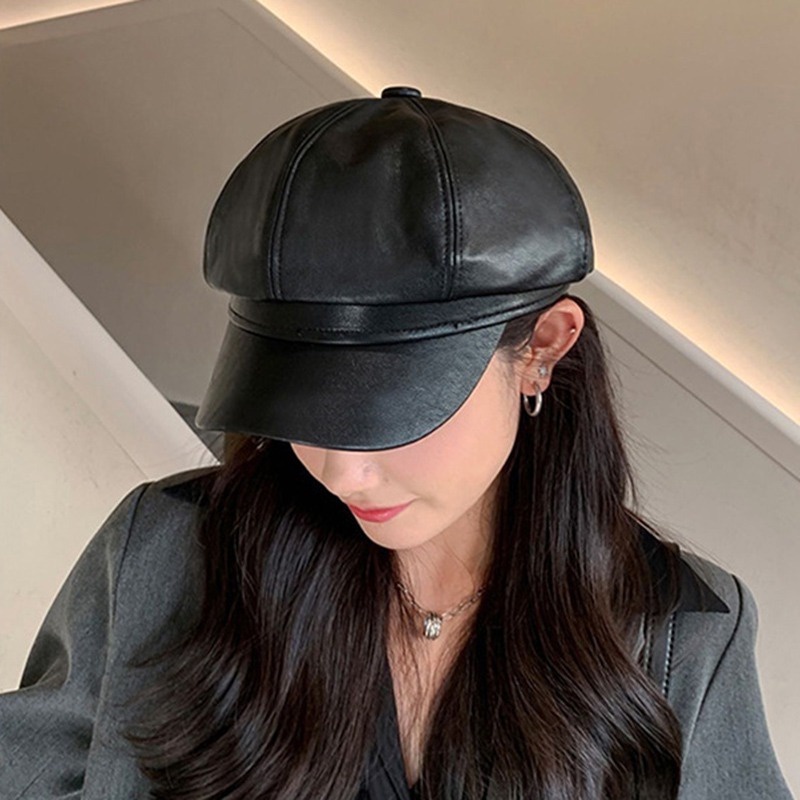 Mũ Beret Da Pu Thiết Kế Trẻ Trung Phong Cách Hàn Quốc Cho Bạn Gái