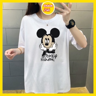 Áo thun unisex nam nữ CHUỘT MICKEY MOUSE form rộng tay lỡ Chảnh 24h chất liệu Thun Cotton co giãn