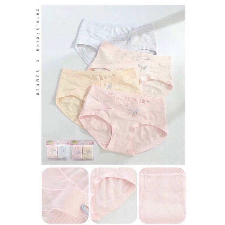 Quần lót bầu và sau sinh HL1506 cạp chéo in hình cute dễ thương FREESIZE 45-60KG