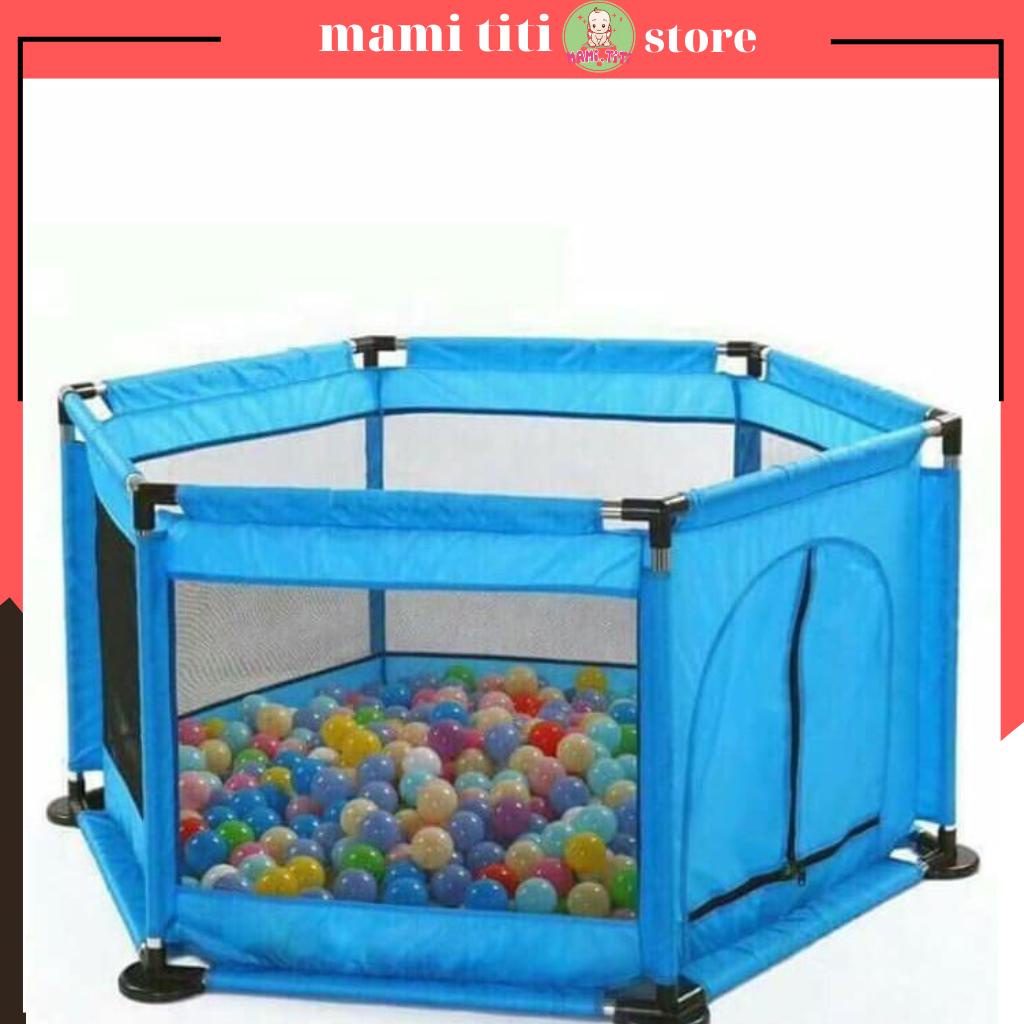 Quây bóng cho bé, Quây bóng lục giác khung Inox Tặng Kèm 14 bóng nhựa