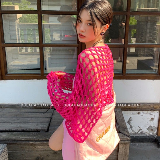 Bán Chạy!Áo Cardigan Dệt Kim Mỏng Chống Nắng Lỗ Trái Cây Rồng Màu Sắc Gợi Cảm [5-18 Zero O'clock Limited Time 15%]