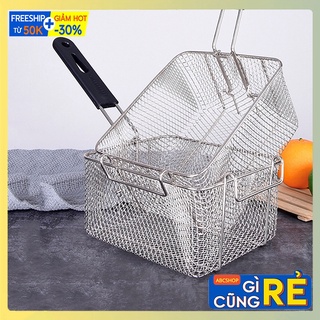 Rổ chiên chất liệu inox dày dặn chắc chắn