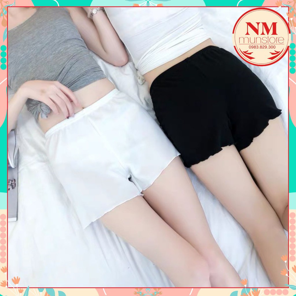 Quần mặc trong váy alohashop91 Quần đùi ngủ 2 màu Đen, Trắng, chất thun cotton co dãn tốt, mịn