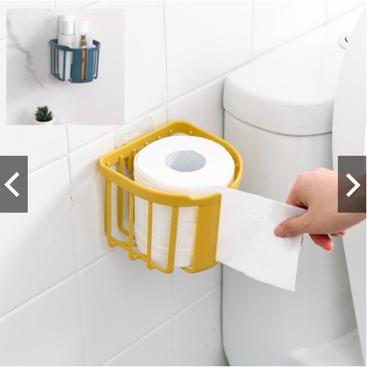 Giỏ đựng giấy cuộn, giấy hộp có khe rút giấy tiện lợi, tặng kèm miếng dán tường siêu dính