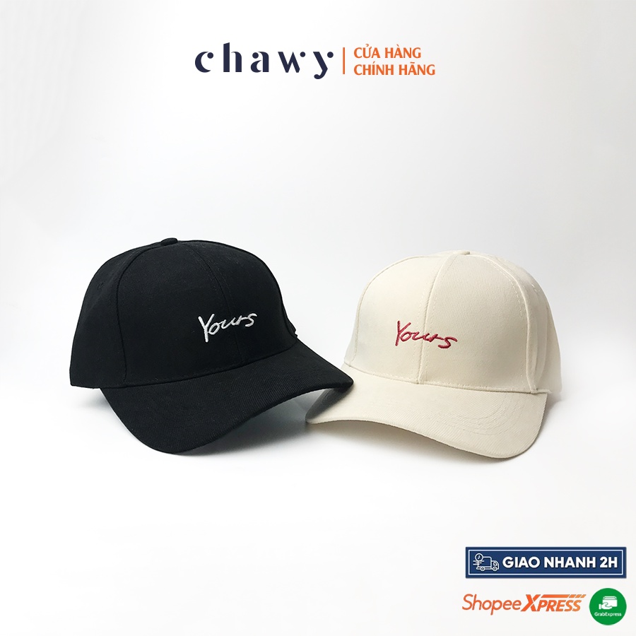 Mũ lưỡi trai cotton unisex, Nón kết nam nữ thêu chữ Yours phong cách Ulzzang Chawystore - NK18