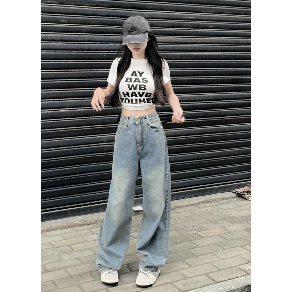 Quần Jeans Ống Rộng Lưng Cao Thời Trang Cá Tính 62973