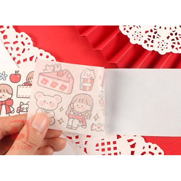 Sticker dán masking tape Girl's happy day tấm to 6cm x 35cm | BST001