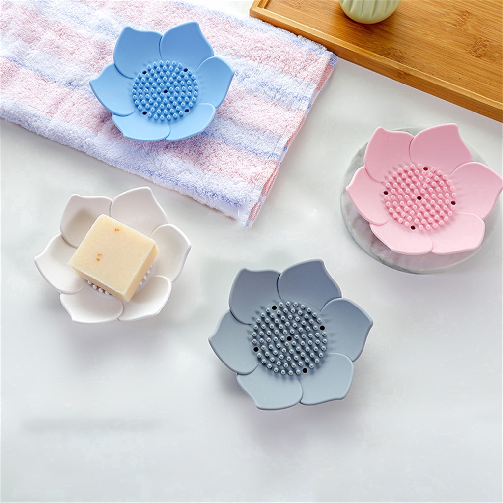 Khay đựng xà phòng rửa chén hình hoa sen bằng silicon thoáng khí