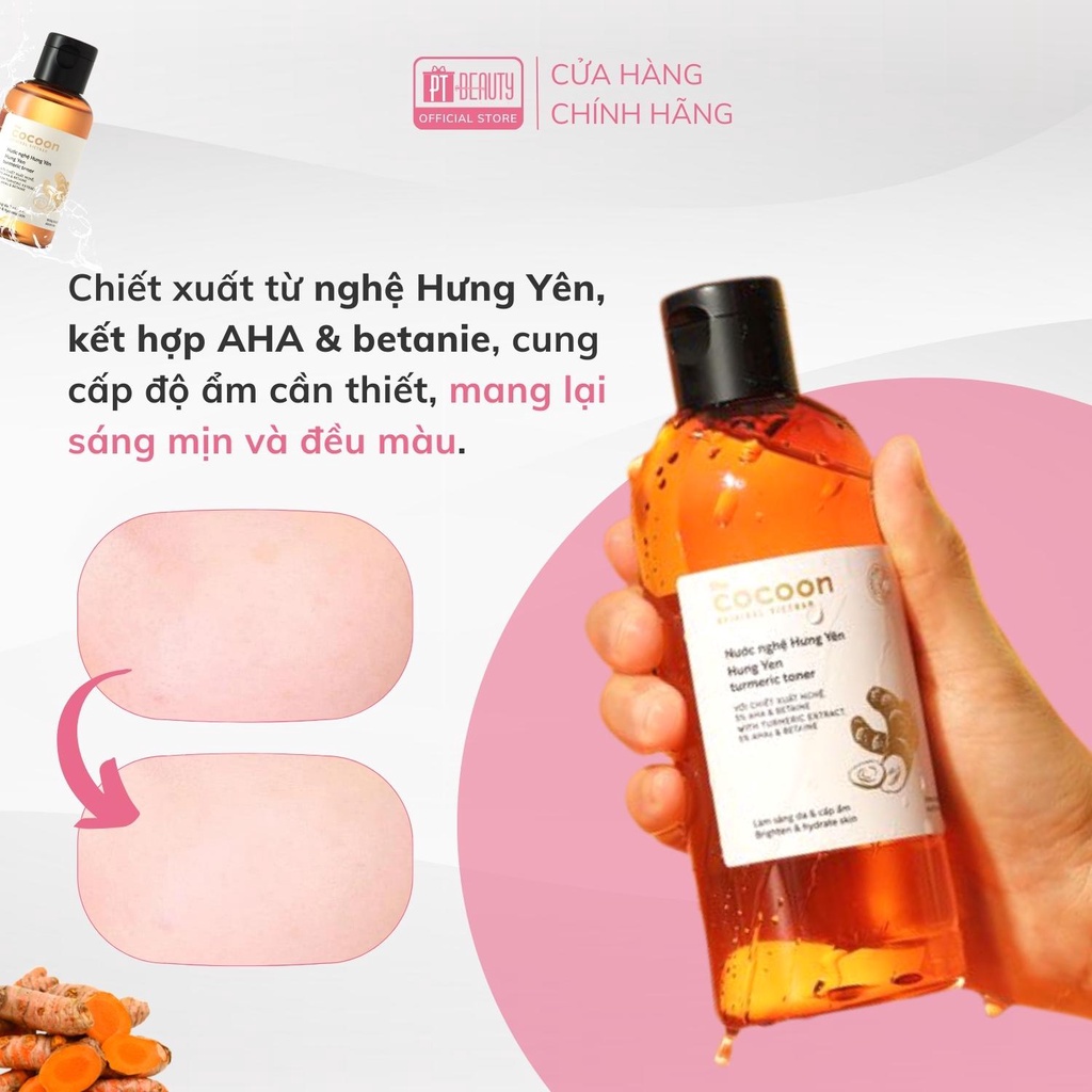 Nước nghệ Hưng Yên (toner) COCOON cấp ẩm sáng da mờ thâm nám