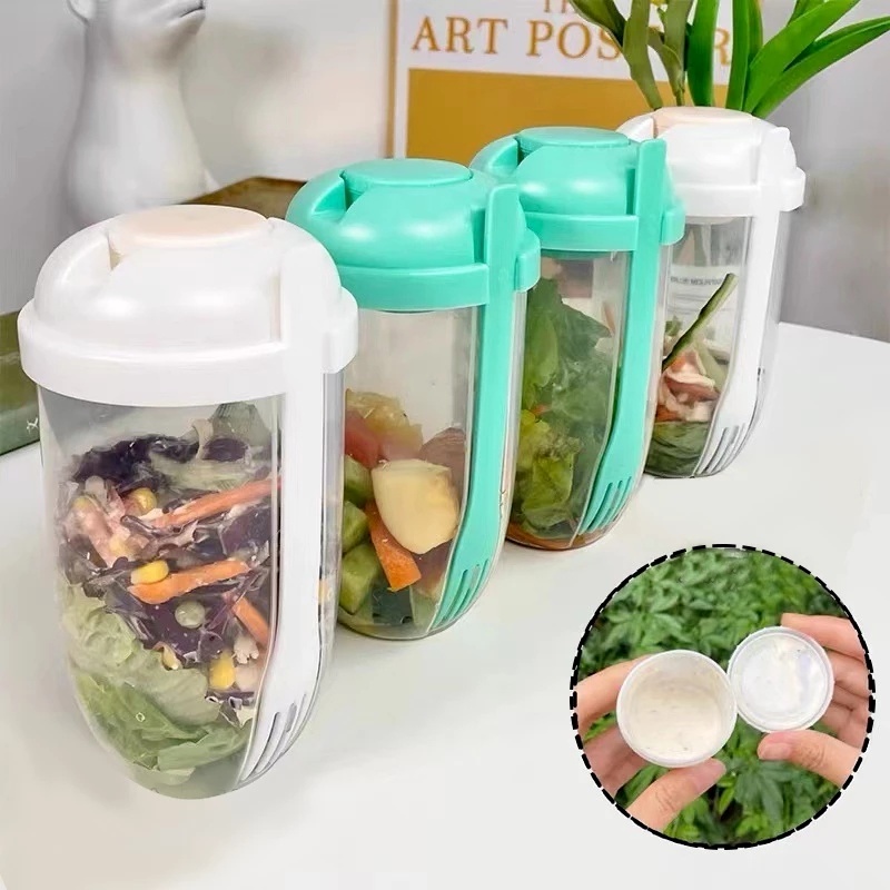 Bộ Cốc Đựng Thức Ăn 1000ML Kèm Muỗng Nĩa Tiện Dụng