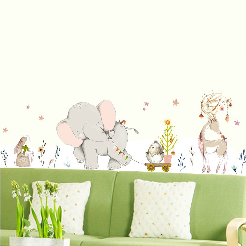 Decal dán tường hình động vật đáng yêu cho bé, tranh trang trí decor phòng nhiều mẫu lựa chọn - Mẫu 1