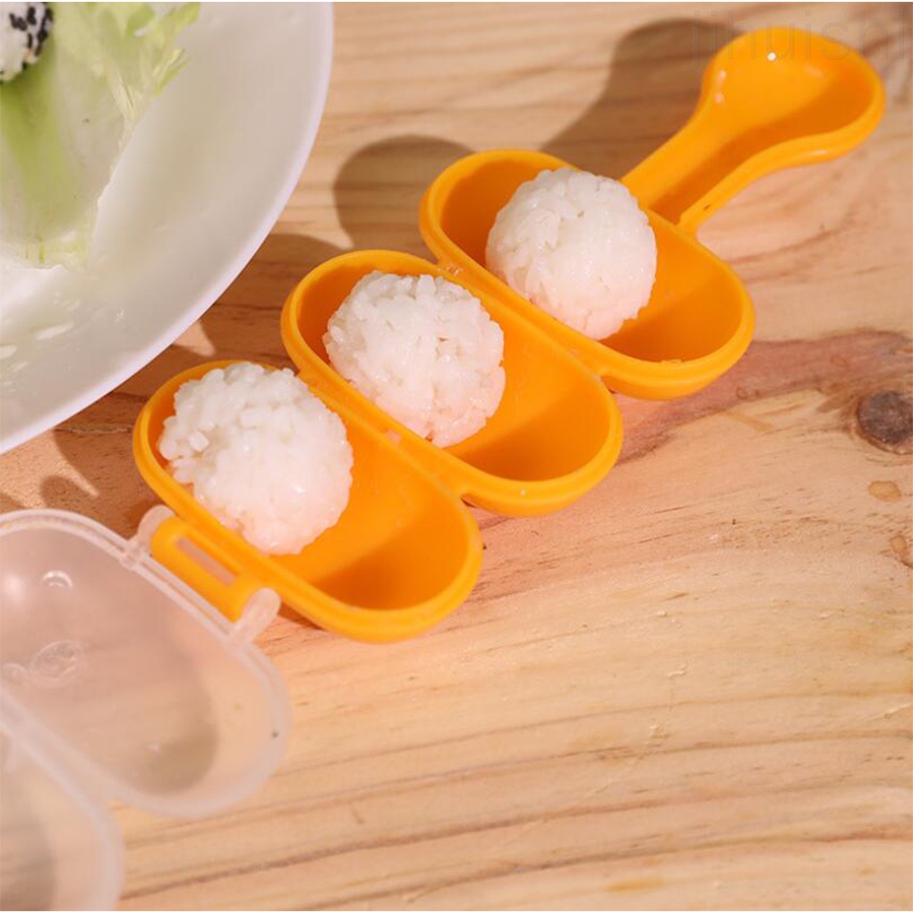 Khuôn làm cơm viên 3 ngăn bằng nhựa chống dính DIY tiện lợi chất lượng cao