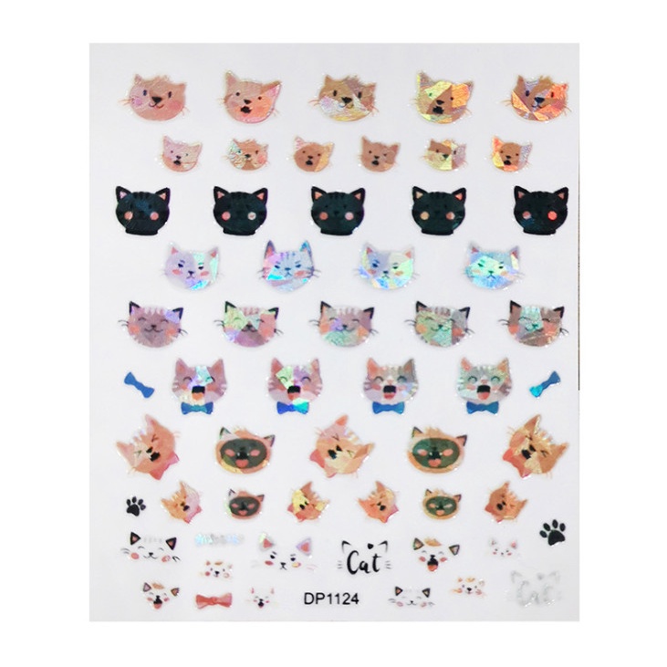 Set 3 Hình Sticker 3D - dán móng bài tây thú cưng BYH204