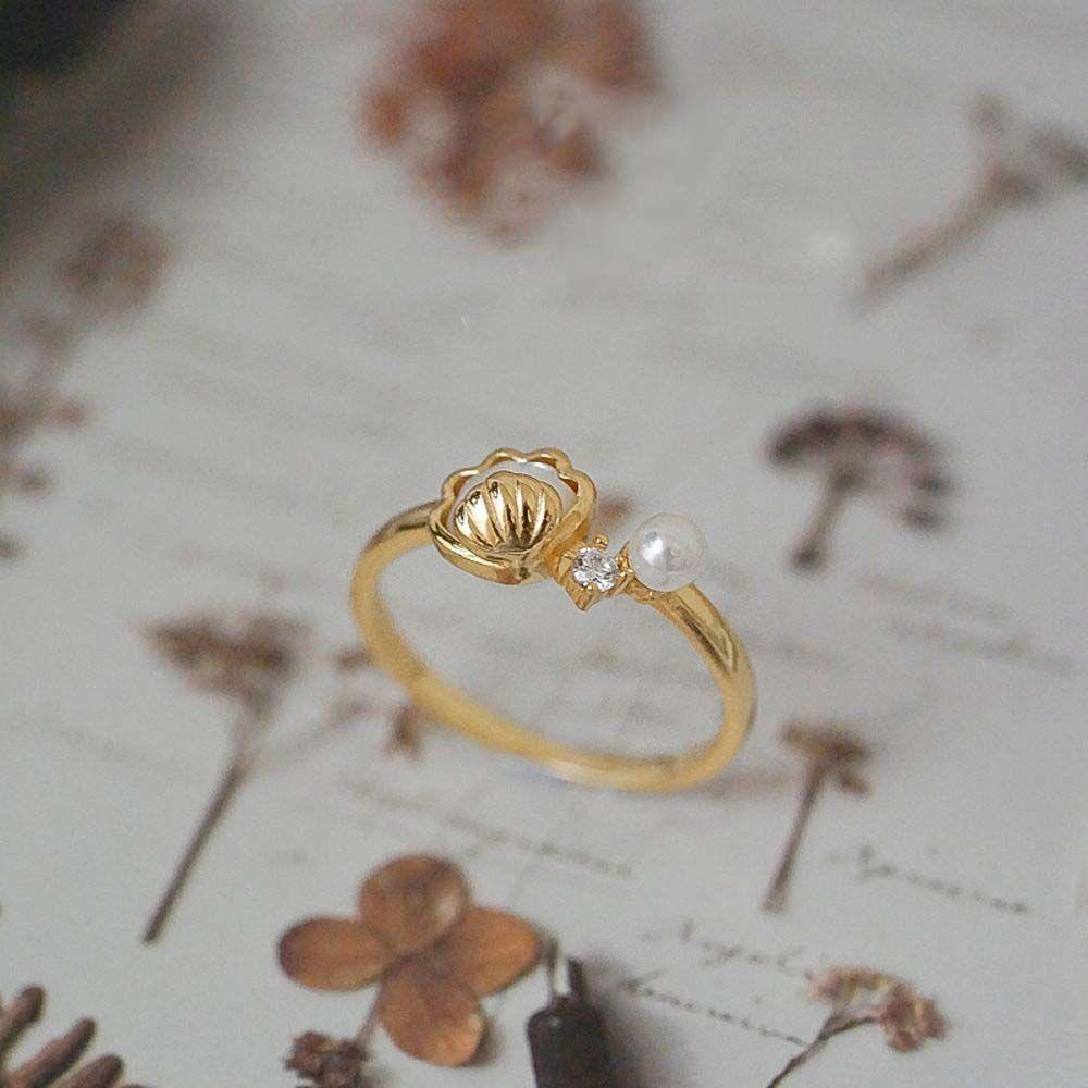MXGOODS Nhẫn Hở Hình Vỏ Sò Thời Trang Cổ Điển Ngọt Ngào Cho Nữ