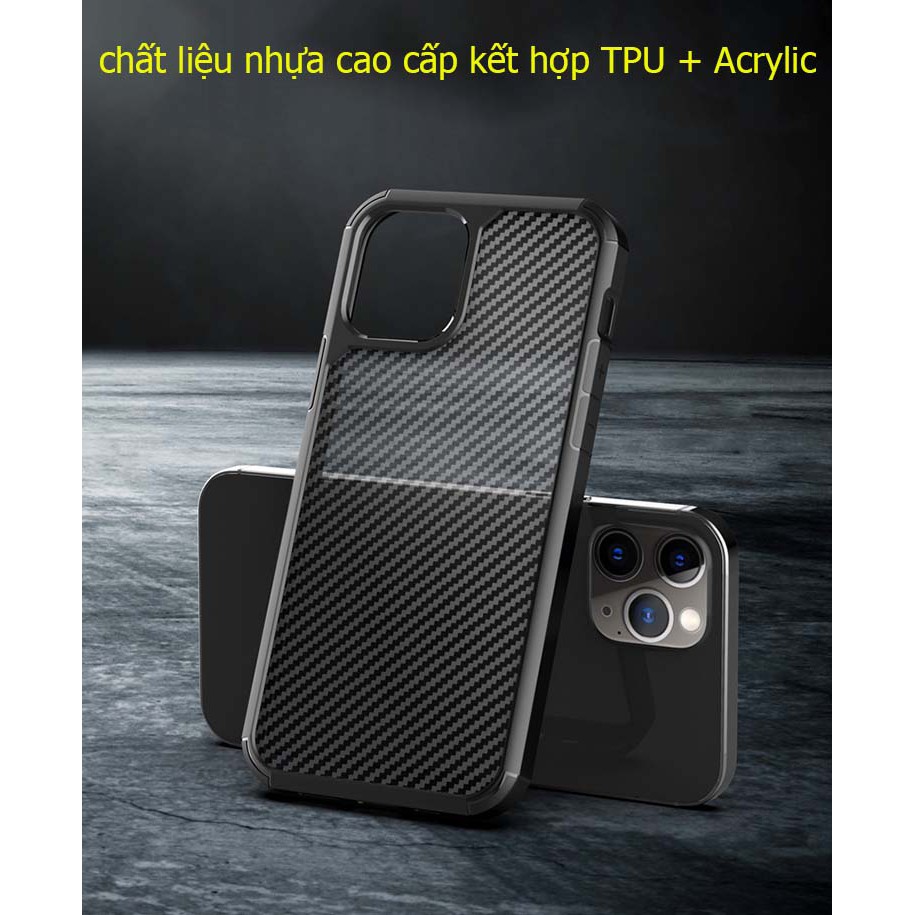 [XẢ HÀNG]Ốp lưng iPhone 12 pro max chống sốc cao cấp vân carbon 3D