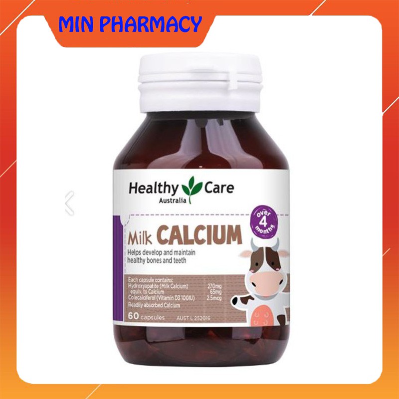 Viên Uống Canxi Sữa Cho Bé - Milk Calcium Healthy Care - Lọ 60 Viên