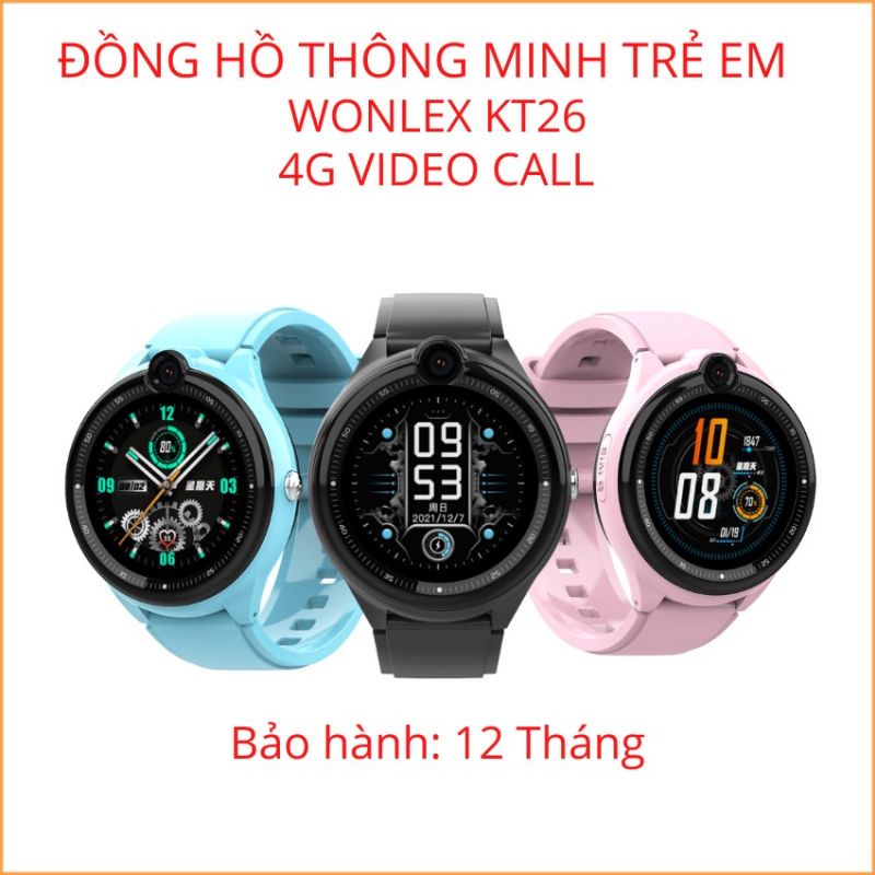 Đồng hồ định vị Wonlex KT26 video call 4G kiểu dáng thể thao mặt tròn chóng nước IP67