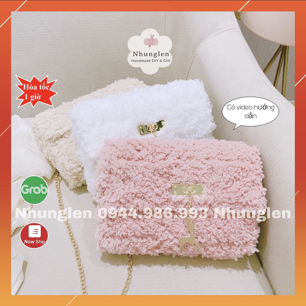 Túi Len Tự Đan Lông Xù - Nguyên Liệu Đa Túi [Có video hướng dẫn]