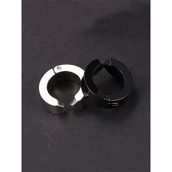 Khuyên tai tròn thép y tế to bản loại kẹp tai không xỏ lỗ và xỏ lỗ