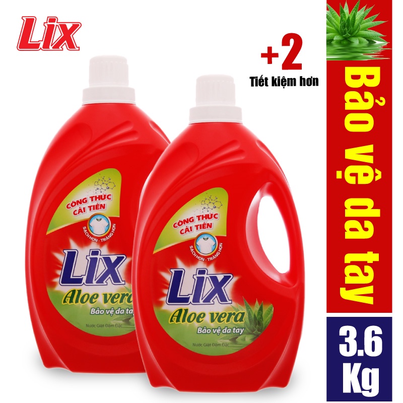 COMBO 2 chai Nước giặt Lix nha đam Aloe vera (2 chai x 3.6Kg) (2C-NG361)