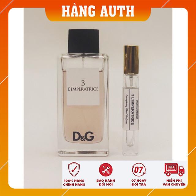 [Mã SRBACK101512 hoàn 20K xu đơn 0Đ] [FreeShip – hàng Auth] Nước hoa D&G 3 L'Imperatrice [Mẫu thử 0.33 oz]