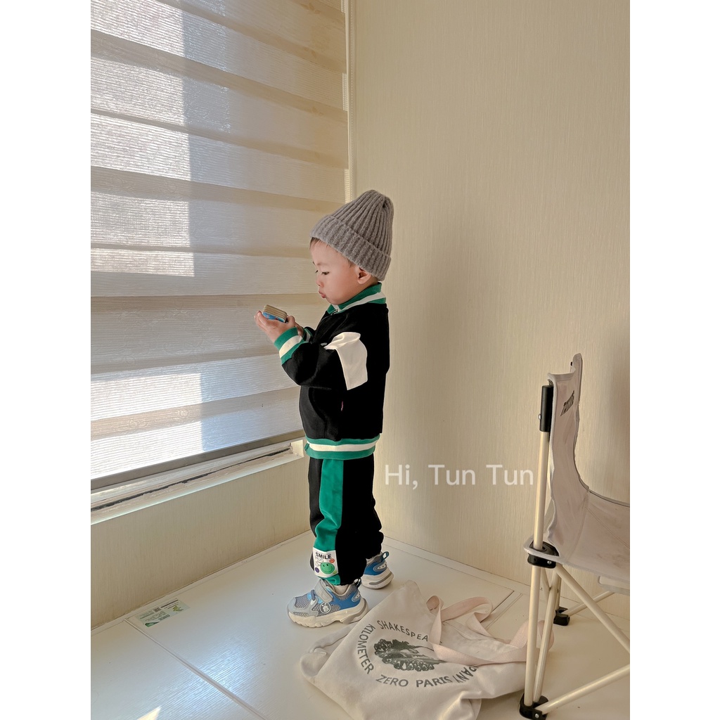 Bộ đồ thể thao AMILA dài tay cổ đứng có khoá kéo thời trang cho bé trai