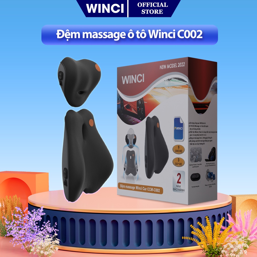 Gối và Đệm ghế xe ô tô Tích hợp Máy Massage Lưng Cổ Winci C002