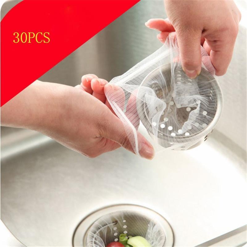 Set 30 Túi Lưới Lọc Rác Bồn Rửa Chén Màu Trắng Tiện Dụng