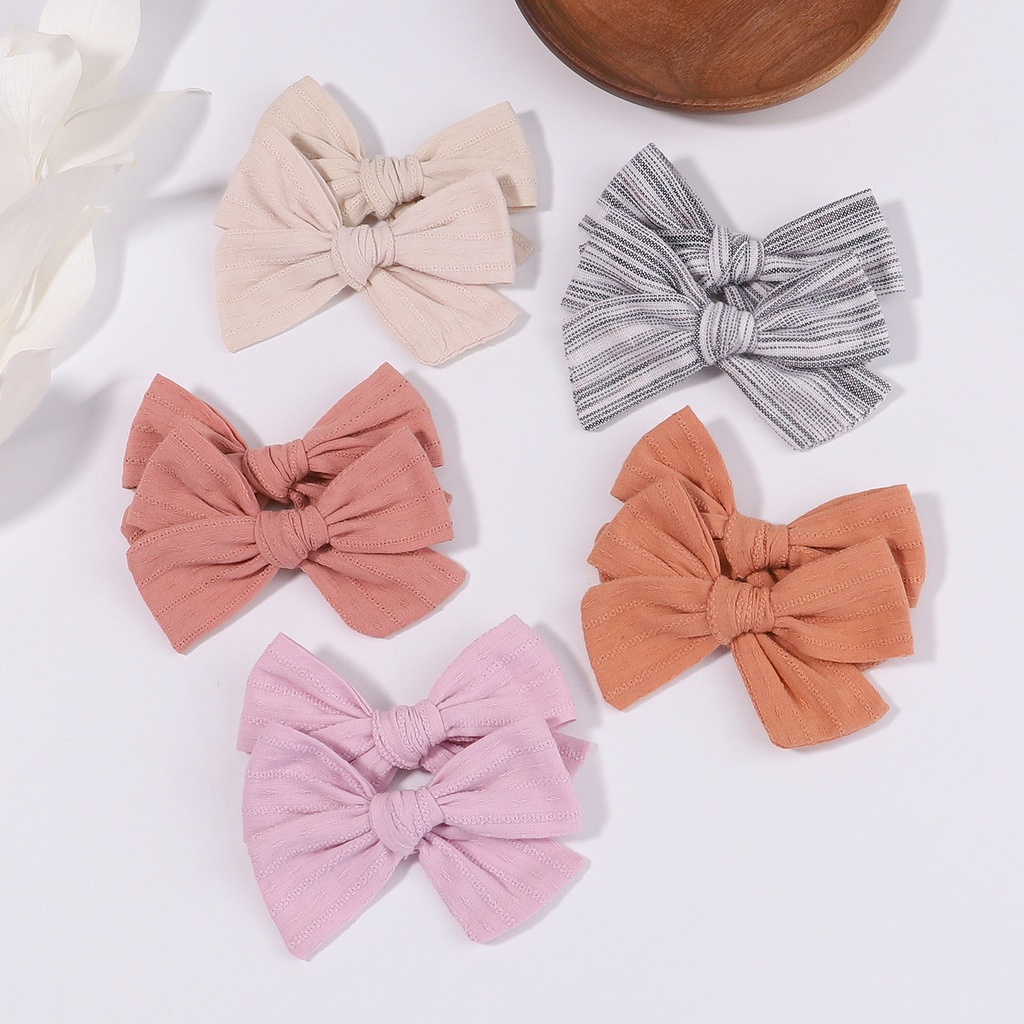 Set 2 kẹp tóc nơ KIDSBOWS vải cotton đáng yêu cho bé gái