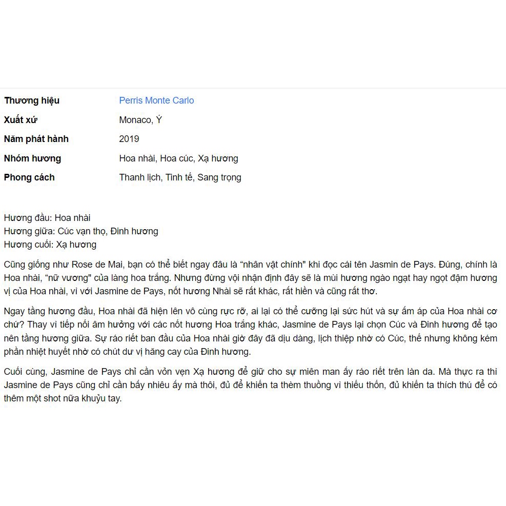 Bi K Shop - Nước hoa Jasmin De Pay.s Perris Monte Carlo