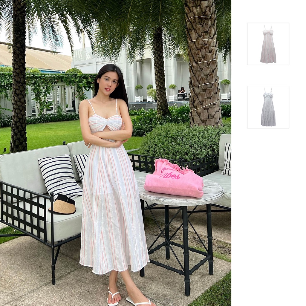 Đầm Nam Sunset Maxi Strap , Chất Vải kate sọc Thoải Mái , WDD000119 ,Somehow