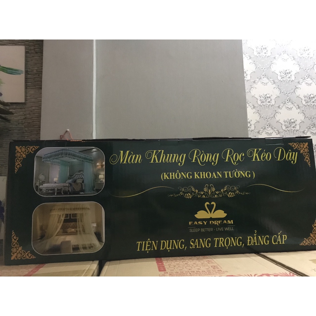 Màn khung kéo dây ròng rọc không khoan tường - Mùng ngủ cao cấp EASY DREAM - mùng ngủ cao cấp màn công chúa hiện đại