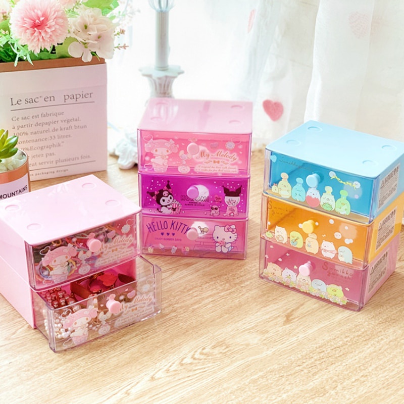 Hộp Đựng Bút Chì / Trang Sức / Son Môi / Đồ Trang Sức Hình Hello Kitty Sanrio Purin Có Ngăn Kéo Để Bàn Làm Quà Tặng Kỳ Nghỉ Cho Bé