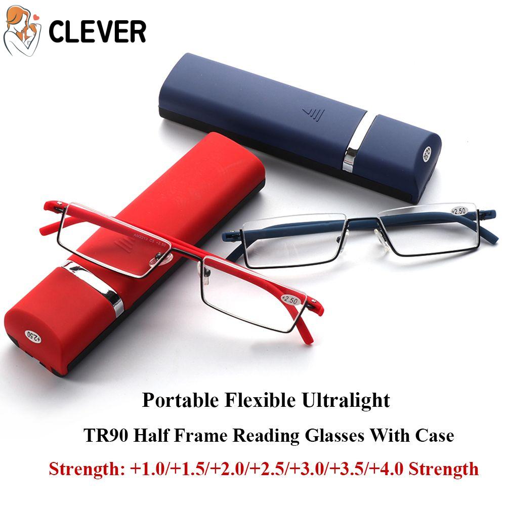 CLEVER Vision Care with Case Ultralight Portable TR90 Reading Glasses