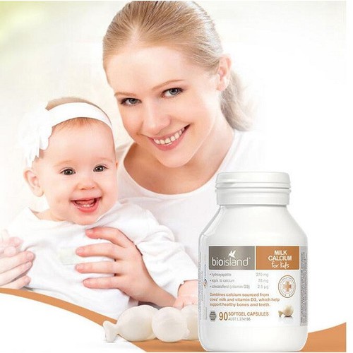 [Hàng chuẩn Úc] Viên sữa bổ sung canxi cho bé Bioisland milk calcium for kids 90 viên cho bé từ 7 tháng tuổi của Úc