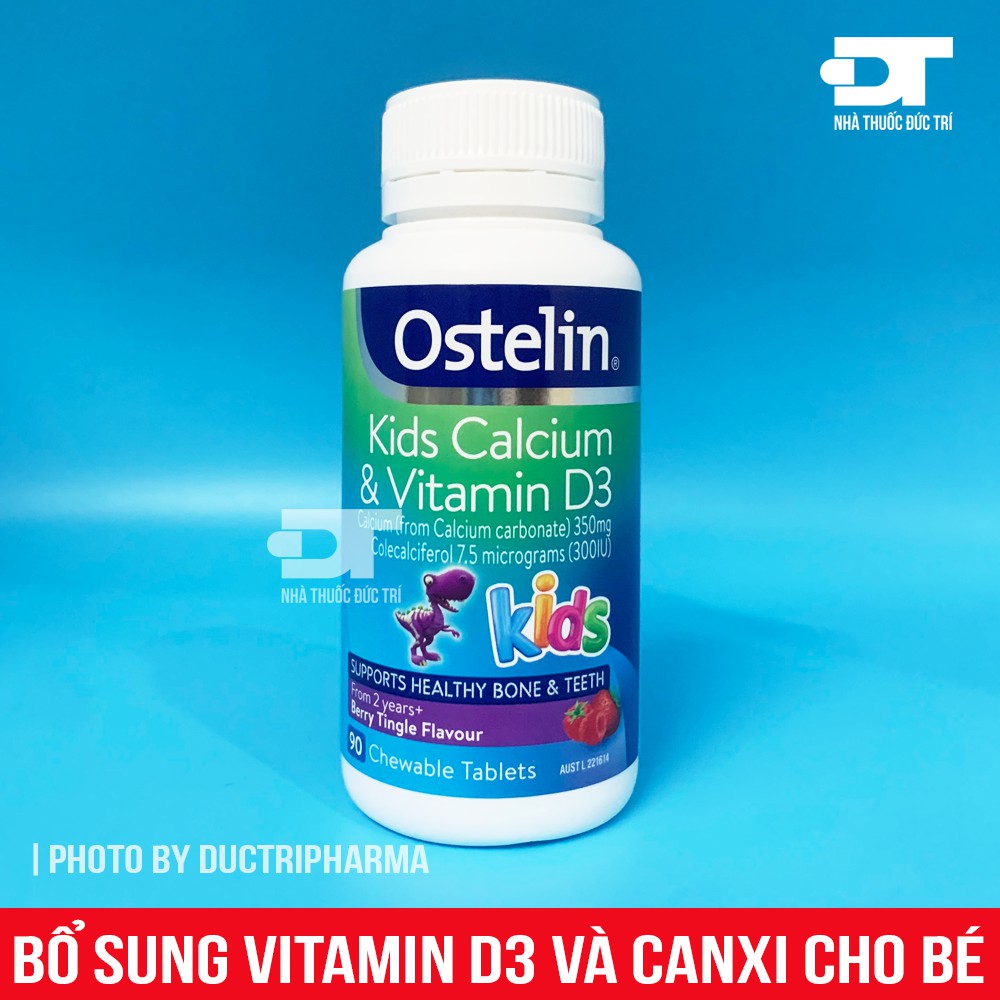 Vitamin D3 và Canxi cho bé [Úc] Ostelin Kids - 90 viên nhai - Cho bé từ 2 tuổi